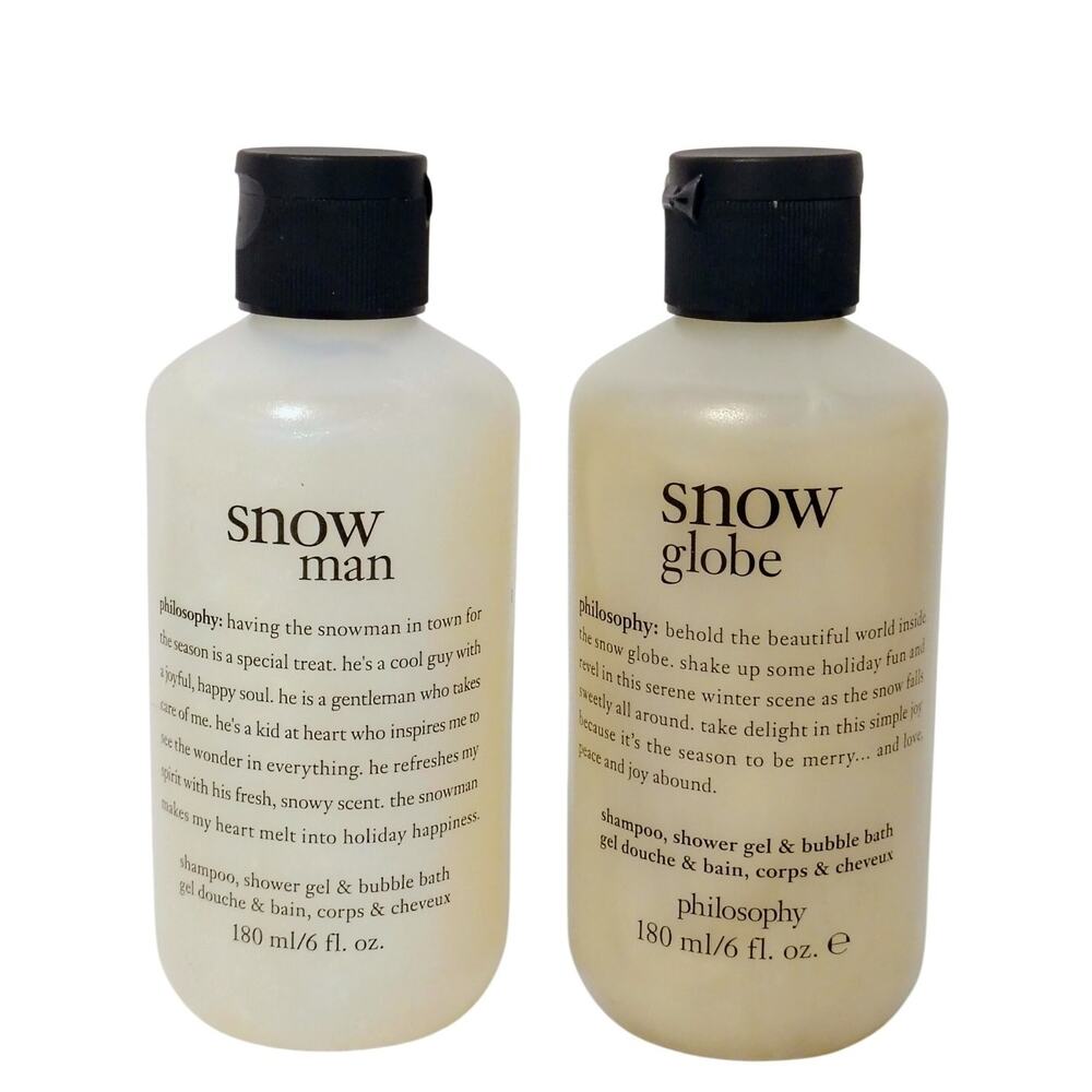 Philosophy Snow Man & Snow Globe Shampoo Shower Gel & Bubble Bath Set 6 oz. NEW